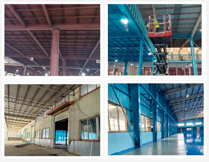 原始鋼構(gòu)墻面圖（左）VS 地衛(wèi)士環(huán)氧無(wú)塵防銹墻面漆完工圖（右）