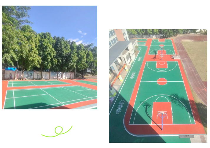 沖鶴小學(xué)改造后的羽毛球場(chǎng)、籃球場(chǎng)