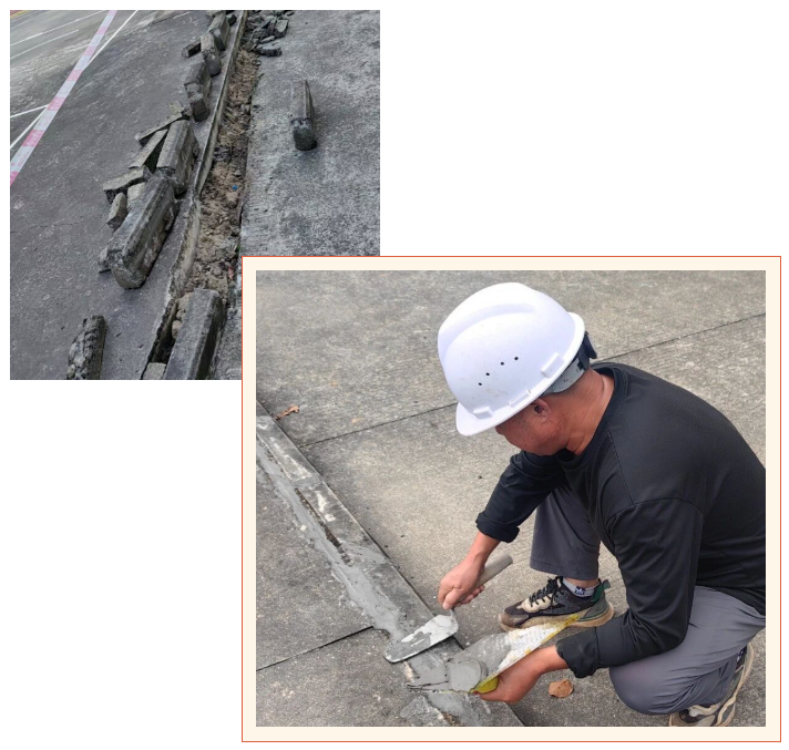 地面修補(bǔ)及更換加固路緣石