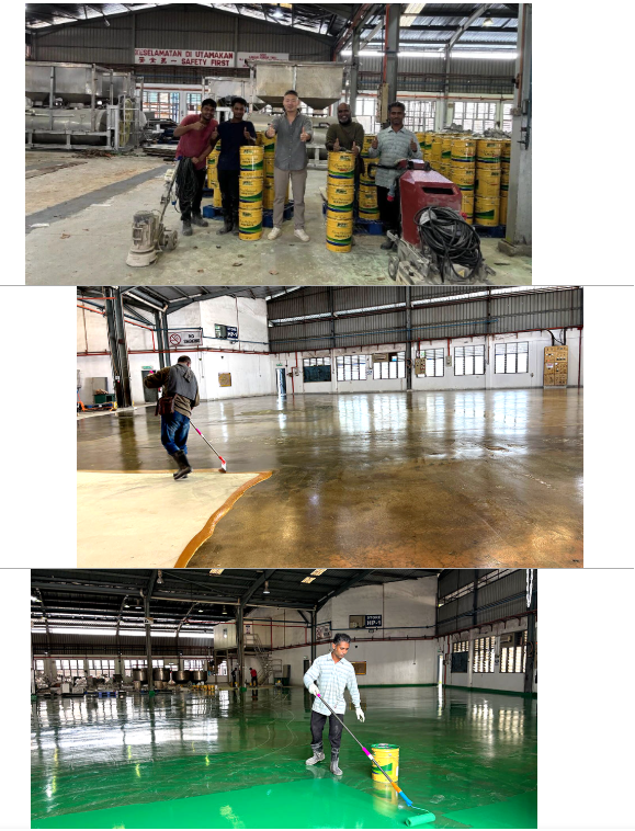 施工人員實操地衛(wèi)士地坪漆