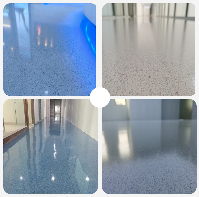 數(shù)字化展廳地衛(wèi)士環(huán)氧彩砂自流平地坪漆完工圖