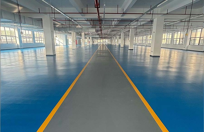 惠州包裝機械設備制造工廠車間超耐磨地坪漆完工圖